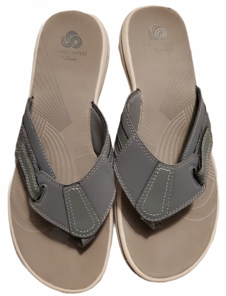 CLARKS Womens Brinkley Sail Flip Flop Blue Grey Synthetic Size 9 Comfortable Sandals