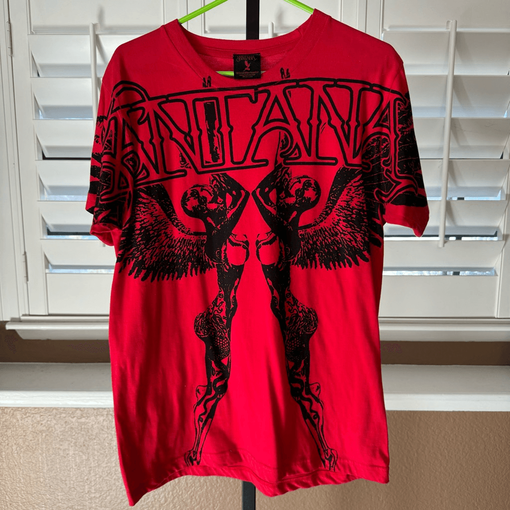 Santana 2006 Band T-Shirt Men’s M Red Abraxas Angel AOP Y2K Official Merch Tee