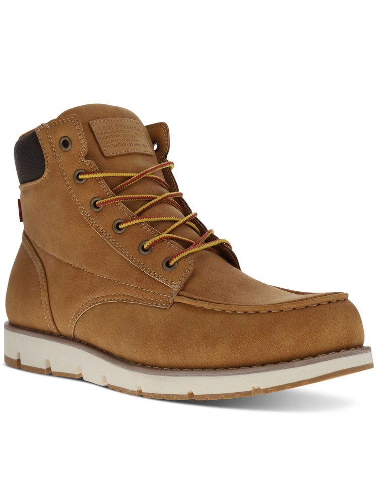LEVI'S Mens Beige Pull Tab Dean Round Toe Wedge Boots Shoes 7.5 M