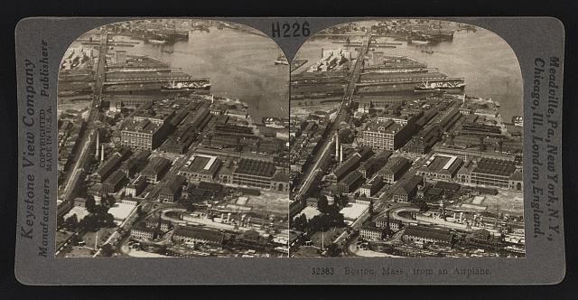 Photo:Boston Massachusetts 1930 aerial view from airplane stereoview