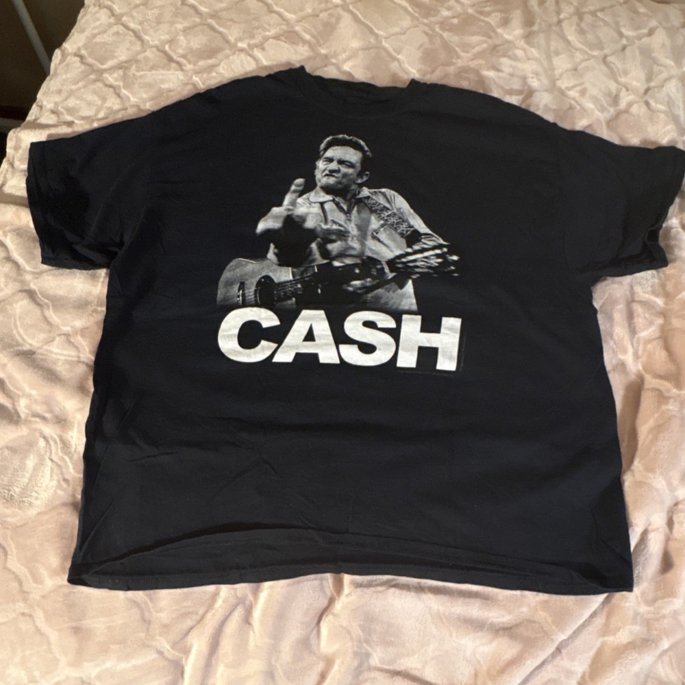 Jim Marshall Clothing Men's Black Johnny Cash Graphic Crew Neck T-Shirt XXL