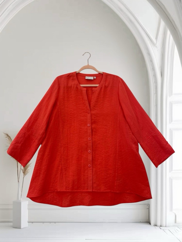 Habitat Womens Button Front Tunic Top Size Small Lagenlook Summer Boho Chic