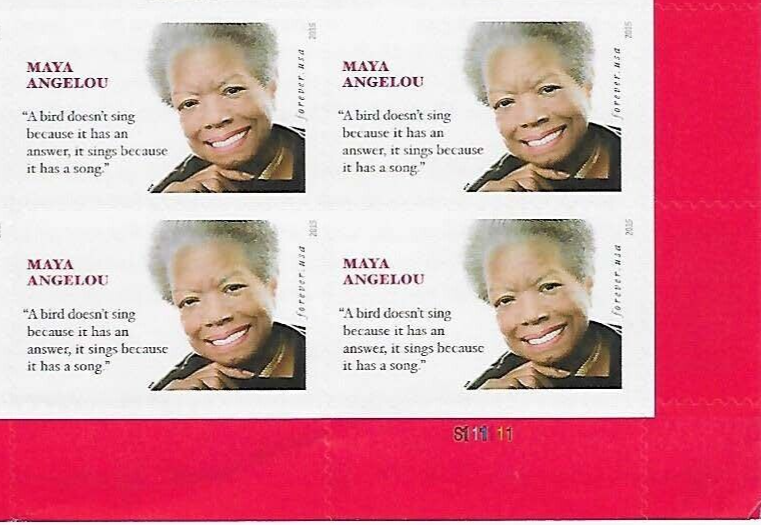 Maya Angelou Forever Stamp Plate Block of 4 US Scott #4979