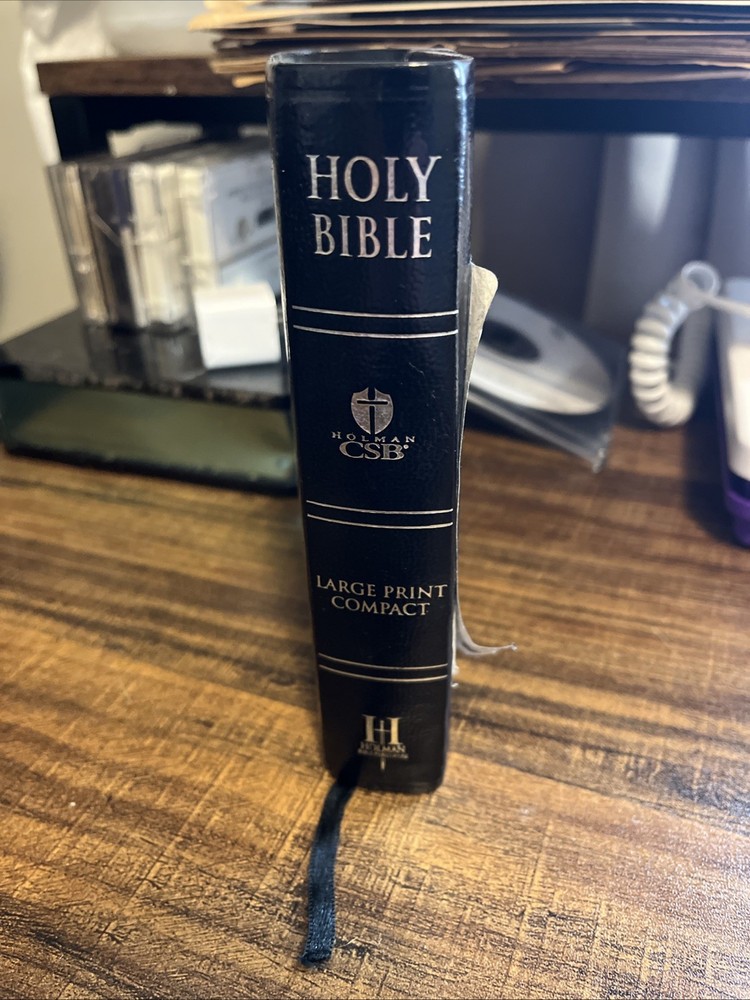 HOLY BIBLE Holman CSB LARGE Print Compact Edition 2005 Faux Black Leather