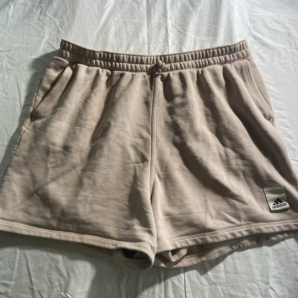 Adidas Mens Sweat Shorts 2XL BeigeDraw String  Comfy Casual