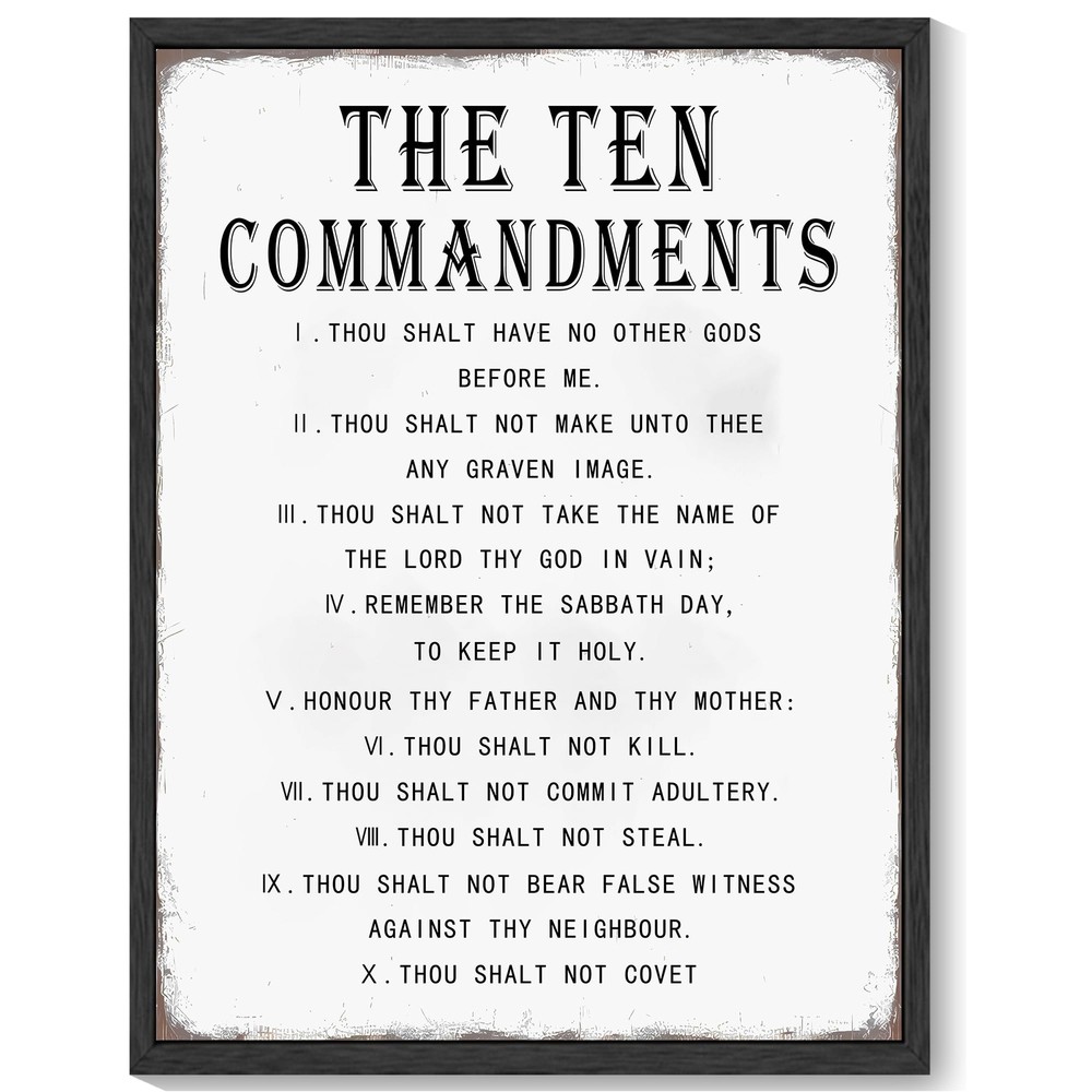 Inspirational Bible Verse Ten Commandments Canvas Wall Art Print