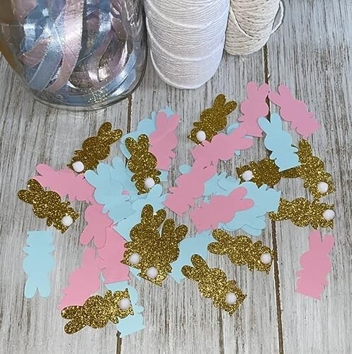 Bunny Gender Reveal Confetti -  Easter spring decorations Boy Girl baby shower