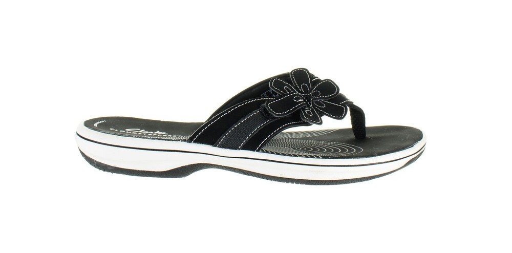 Clarks Womens Brinkley Black Flip Flops Size 7 Comfortable Sandals 7820803