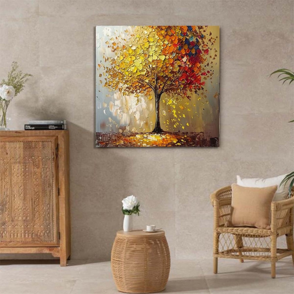 Abstract Art Thick Knife Oil Painting Handpainted Canvas 3D Lucky Tree #024