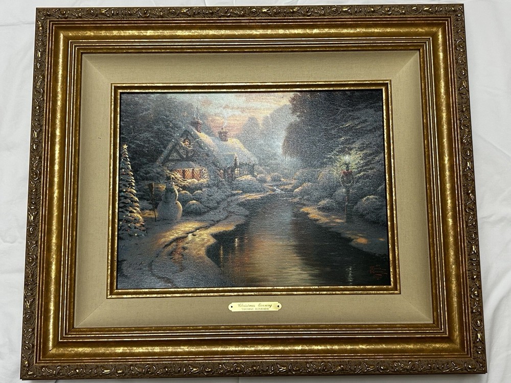 Thomas Kinkade Christmas Evening Framed Signed Limited Edition Oil Painting