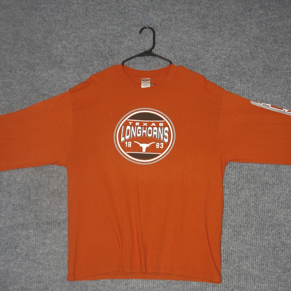 Texas Longhorns University T Shirt Mens L Orange 1883 Graphic Tee Long Sleeve
