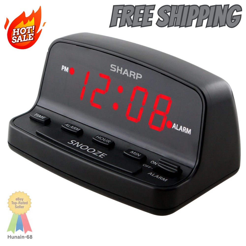 NEW SHARP Digital Alarm Clock, Easy to Set Keyboard Controls, Red LED Display