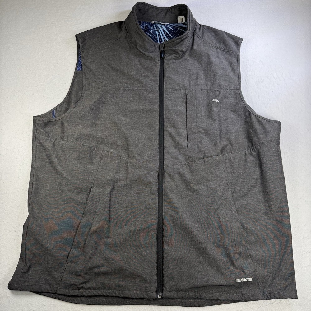 Tommy Bahama Men’s 3XL Chip & Run IslandZone Vest Gray UPF 30 Moisture‑Wick