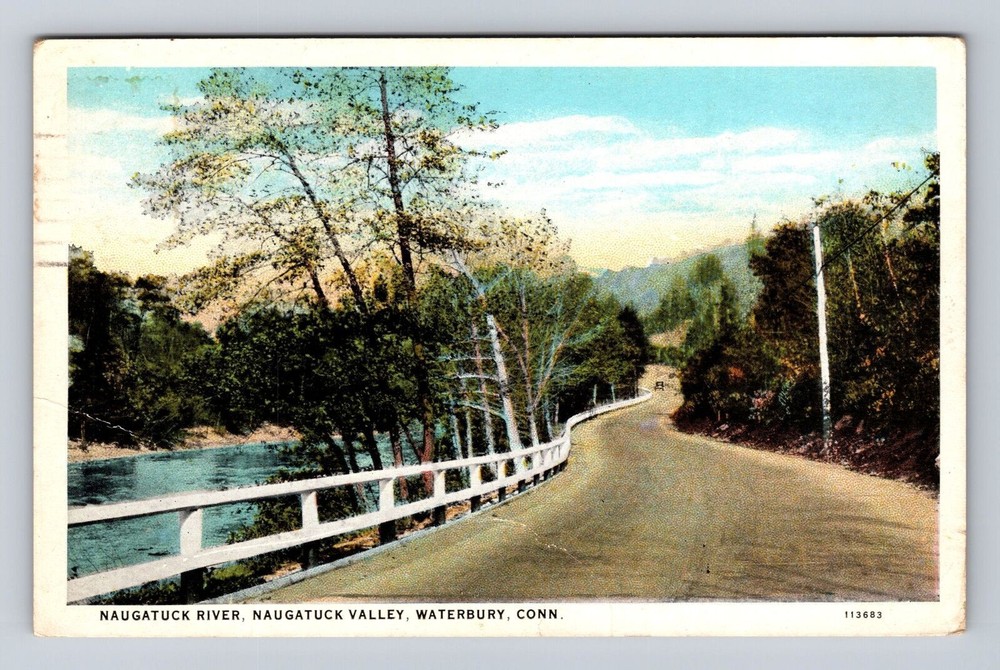 Waterbury CT-Connecticut, Naugatuck Valley, Naugatuck River, Vintage Postcard