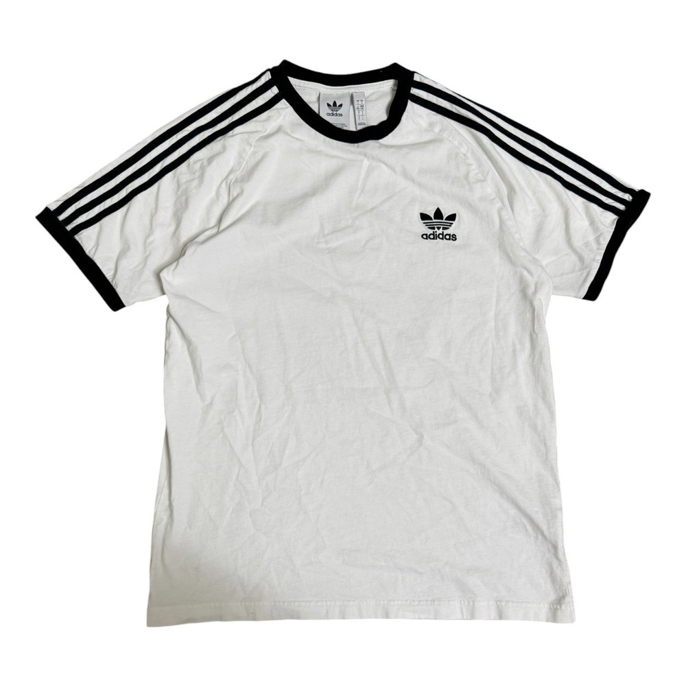 Adidas Trefoil White Three Stripes Shirt Size L