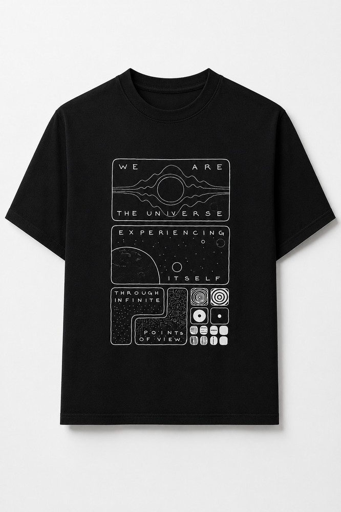 Men's Black Cotton Graphic Print Crew Neck Short Sleeve T-Shirt L 
