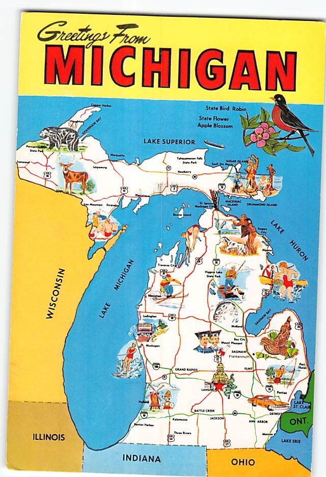 Postcard Greetings From Michigan USA