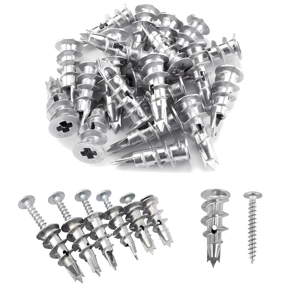 100PCS Zinc Self-Drilling Drywall Anchors Heavy Duty Hollow Metal Wall Anchors for Secure Mounting