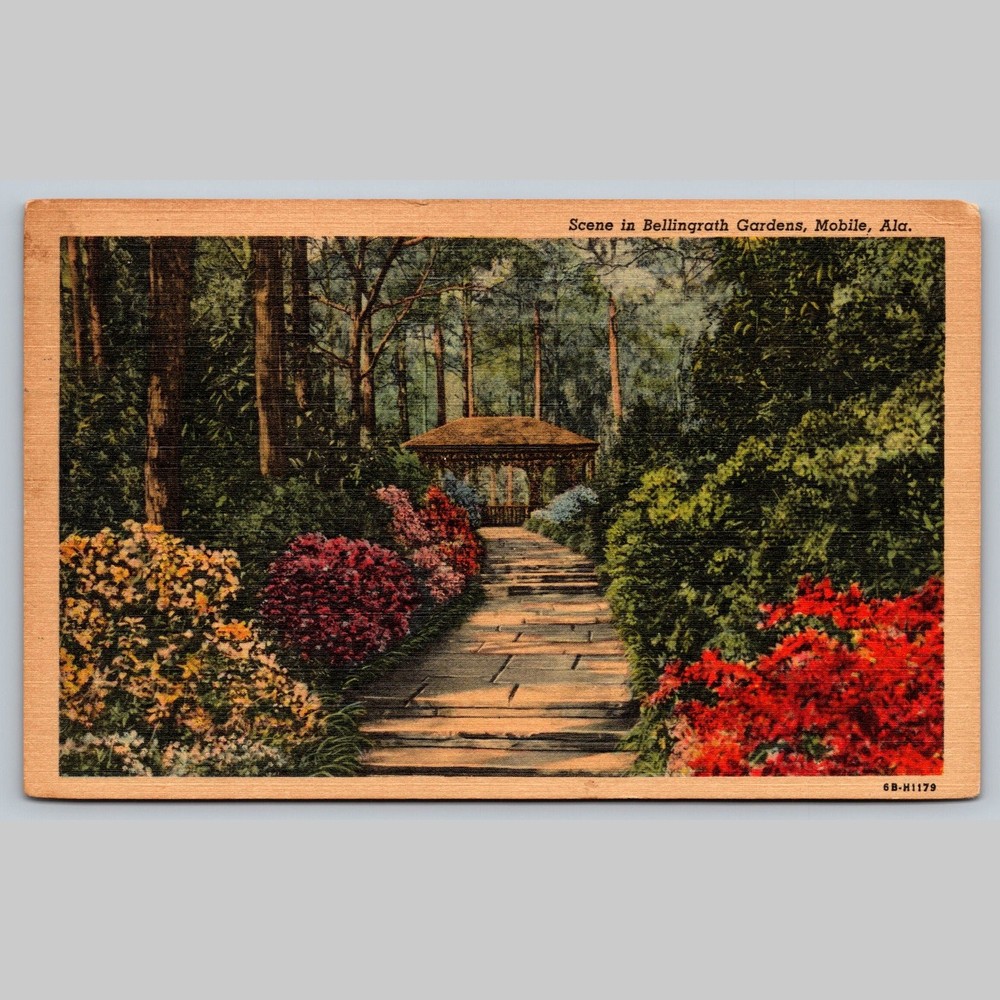 Postcard Scene in Bellingrath Gardens Mobile Alabama 1934