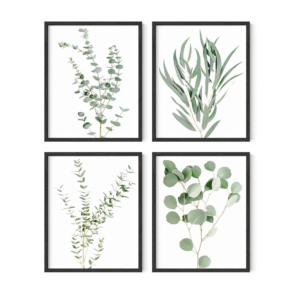 Botanical Plant Wall Art Prints - Set of 4 Plant Decor Prints, Floral Kitchen