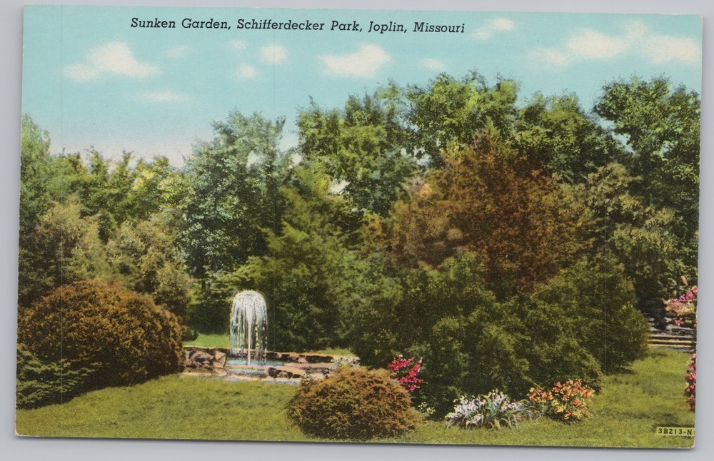 State View~Sunken Garden Schifferdecker Park Joplin Missouri~Vintage Postcard