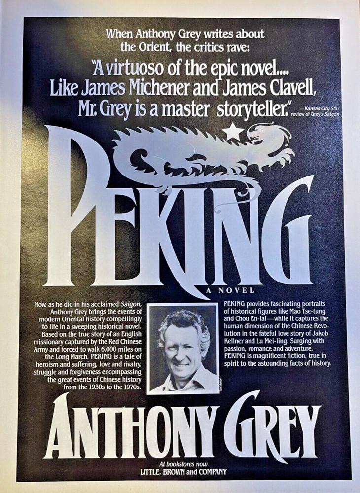 1989 Vintage Magazine Advertisement Anthony Grey Novel Peking