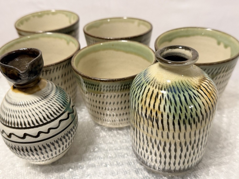 Japanese Pottery Set Lot Of 7