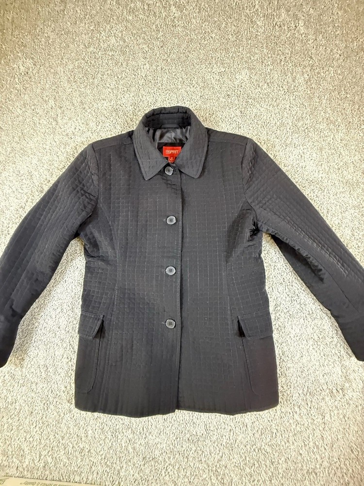Vintage Esprit Women's Jacket Coat Size Medium Black Mid Length