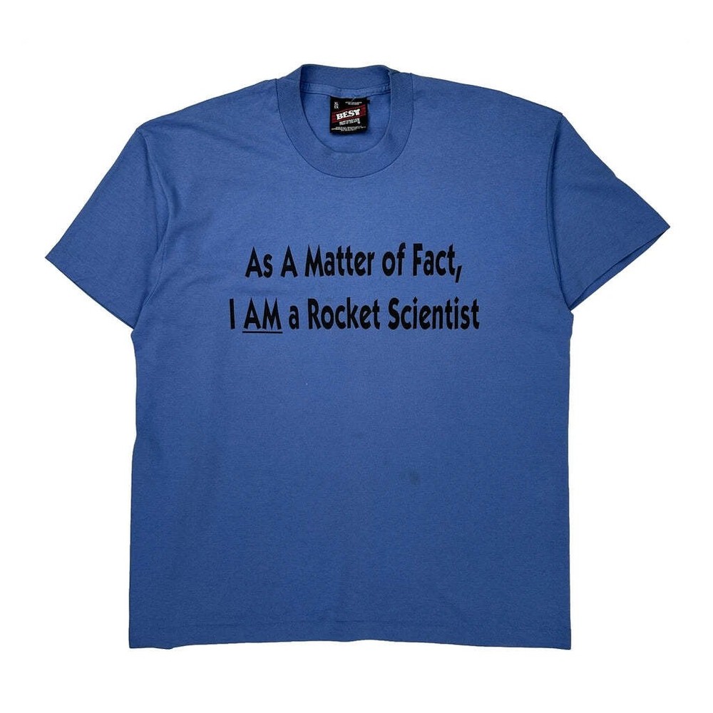 Single Stitch Fruit Of The Loom T-Shirt - XL Blue Cotton Blend