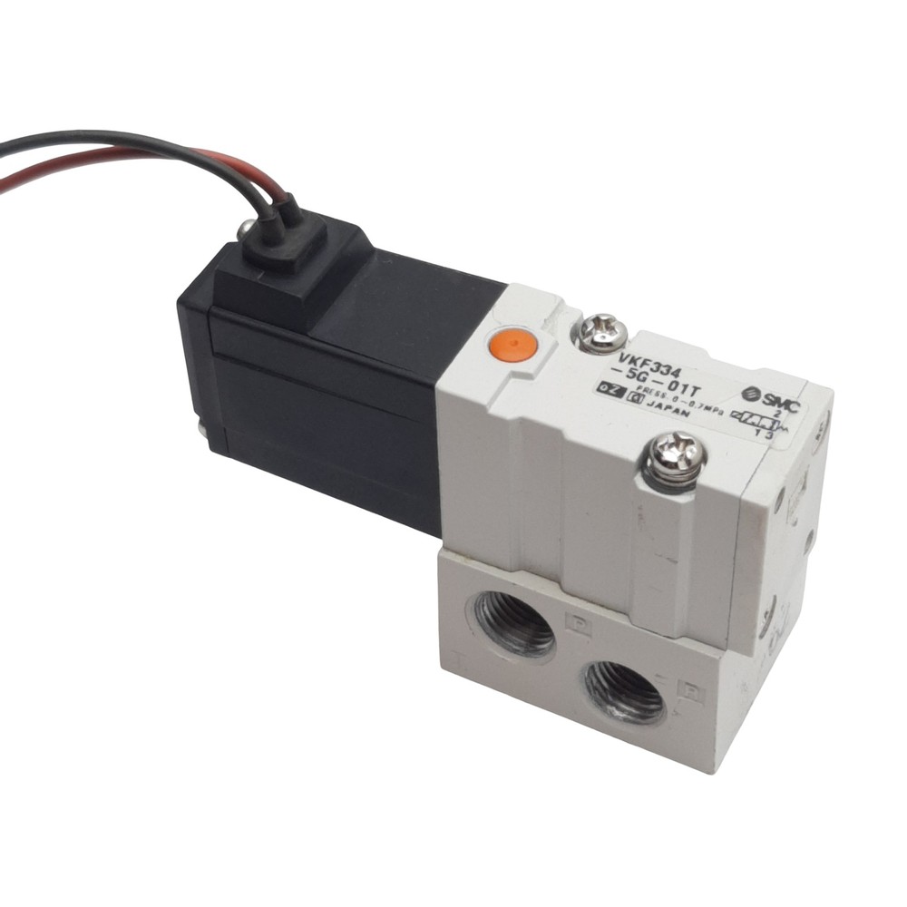 SMC VKF334-5G-01T Solenoid Valve, 3-Way, 1/8in NPTF, 0-0.7MPa, 24VDC Coil