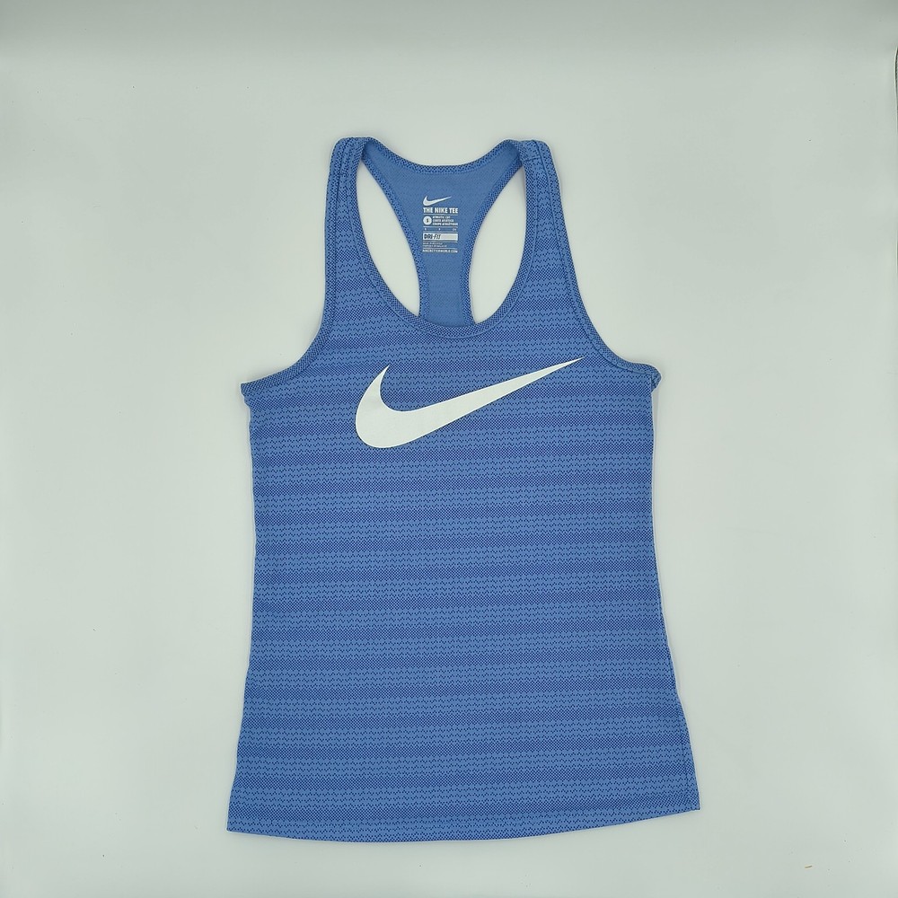 Nike Women Tank Top Crew Neck Dri Fit Athletic Size S Polyester Geometric Swoosh