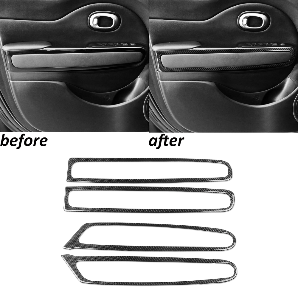 4Pcs Real Carbon Fiber Interior Door Panel Cover Trim For Kia Soul 2014-2019