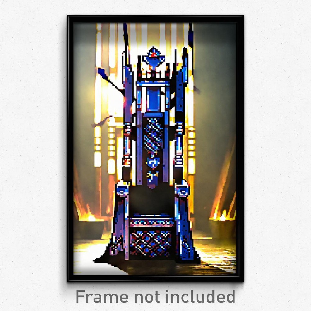 8-Bit Psychedelic Pixel Art Throne Poster - Trippy Video Game Wall Print