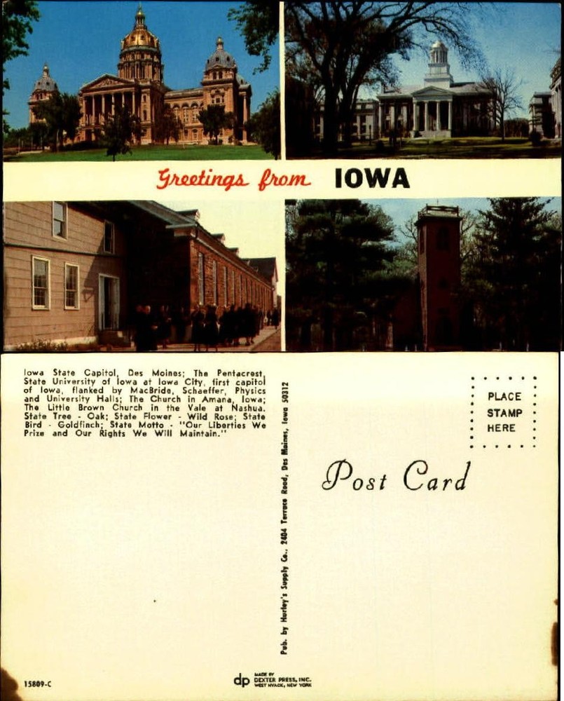 Greetings from Iowa IA state capitol Pentacrest university church multi-view