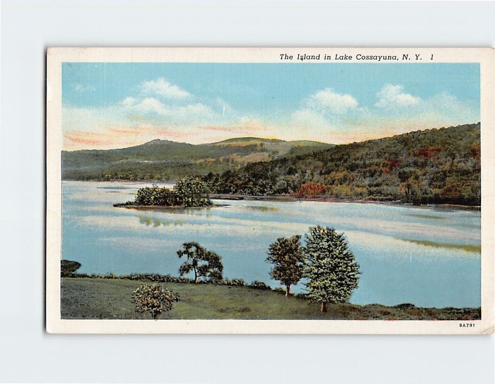 Postcard The Island in Lake Cossayuna New York USA North America