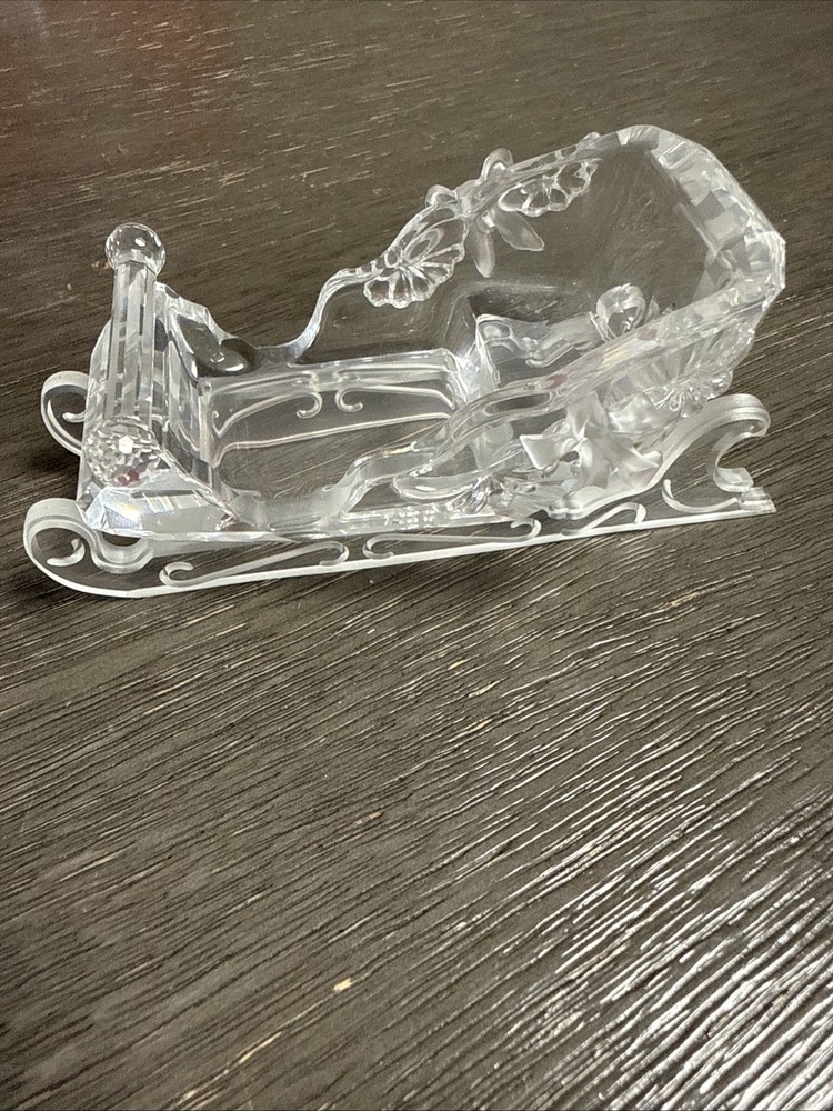 Retired Swarovski Crystal Exquisite Accent Christmas Sleigh-Signed-No Box 205165-image