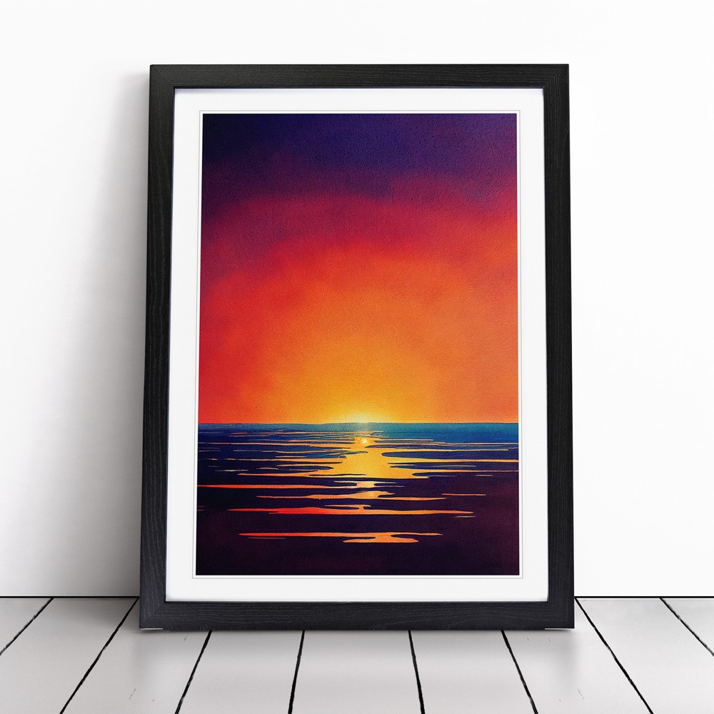 Ocean Sunset In No.7 Wall Art Print Framed Canvas Picture Poster Decor