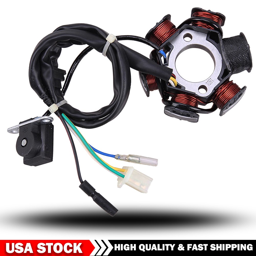 6 Pole Coil 4 Wire Magneto Stator for GY6 125cc 150cc Scooter Moped Go Kart ATV