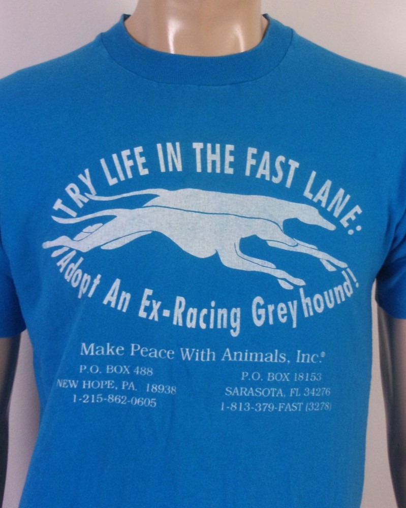 vintage 80s 90s Adopt an Ex-Racing Greyhound T-Shirt Dog USA soft SZ M