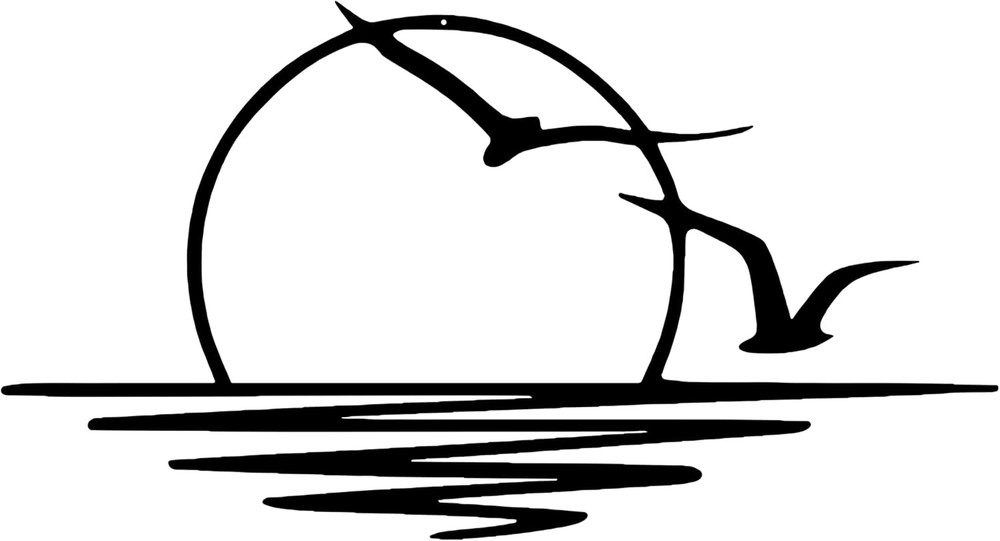 Sunset Seagulls Metal Wall Art Minimalist Abstract Decor-image