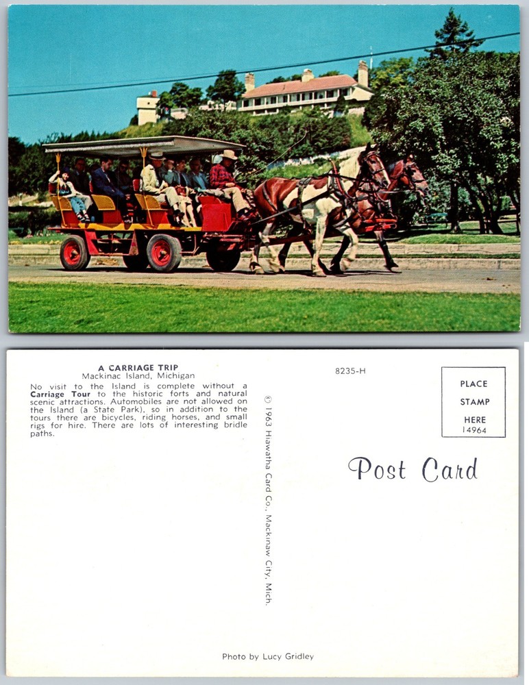 Mackinac Island MI Horse Drawn Carriage Postcard