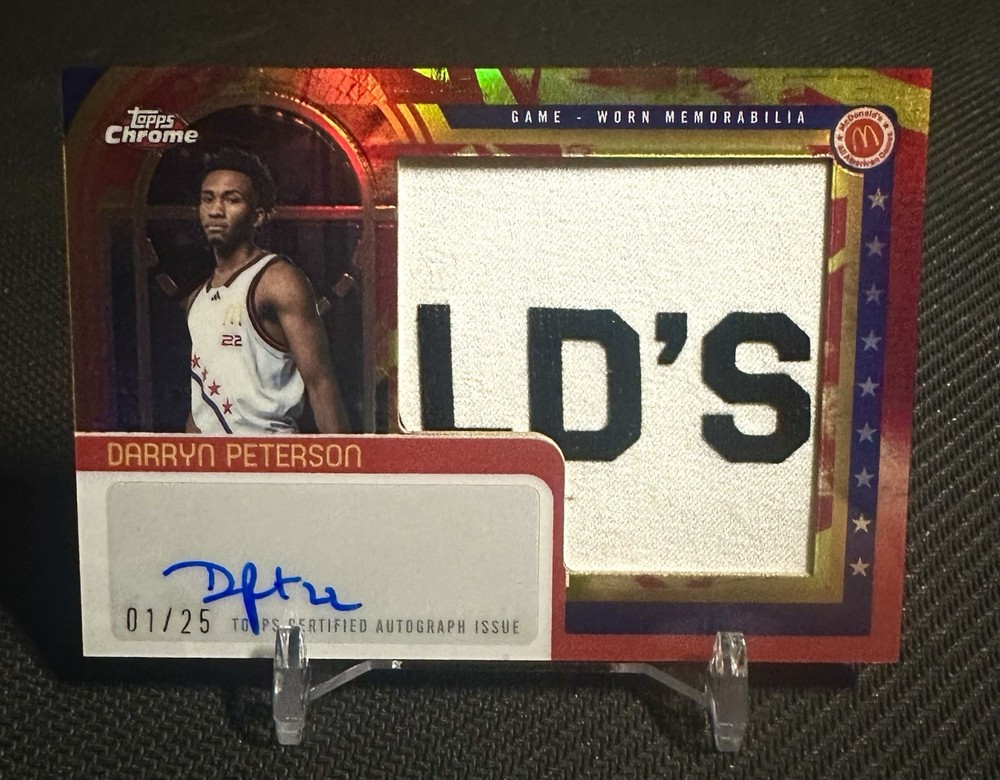 Darryn Peterson 2025 Topps Chrome McDonalds All American GOLDEN Patch Auto 01/25