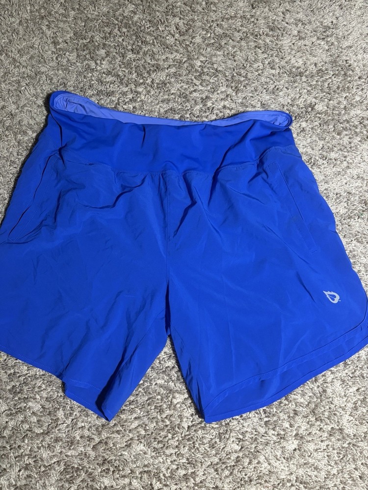 Baleaf Womens XL Blue Athletic Running Shorts Stretch Activewear Pockets
