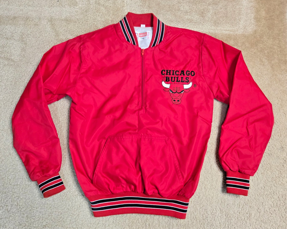 Vintage NBA Chicago Bulls Owens Corning Satin Pullover Half Zip Jacket Men S