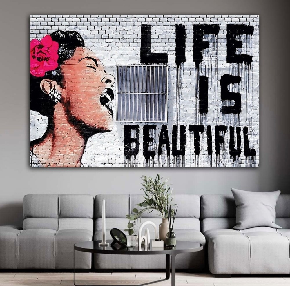 life is beautiful Graffiti canvas street Art Pop Art Wall Art home decor