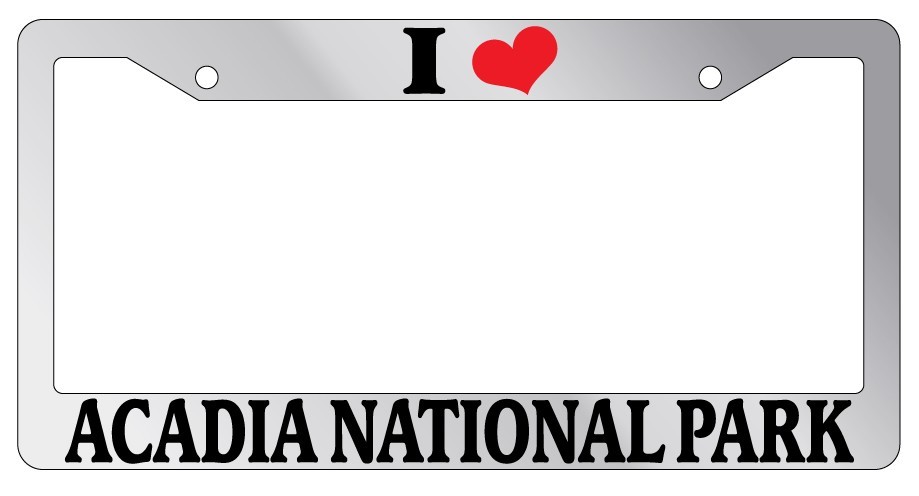 Chrome I Heart Acadia National Park License Plate Frame Auto Accessory 1040-image