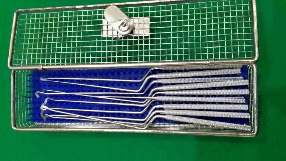 Aesculap Hardy Dissectors Set of 10 w/ Tray – Neuro Hooks & Enucleators