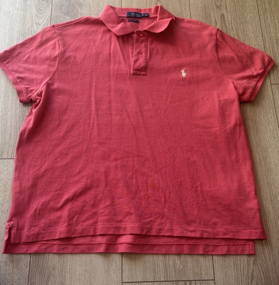 Ralph Lauren Shirt womens LARGE pink Short Sleeve Polo cotton classic Size XL