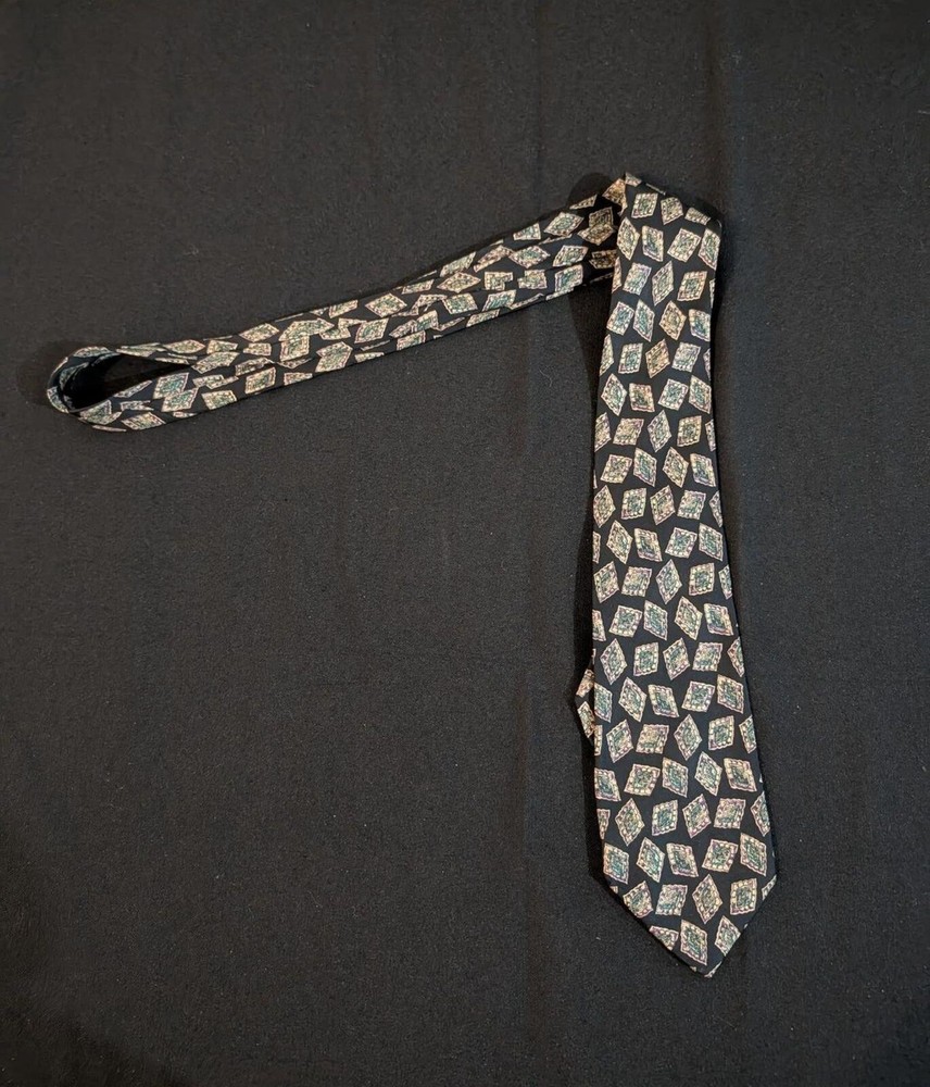 Men's Black Geometric Pattern Silk Tie