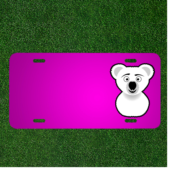 Custom Car License Plate with Personalized Koala Snout Bear Name Design